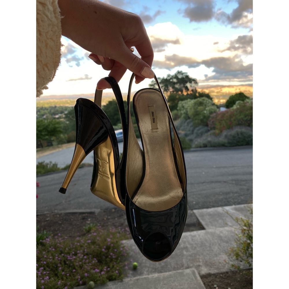 Gold and Black Miu Miu Heels